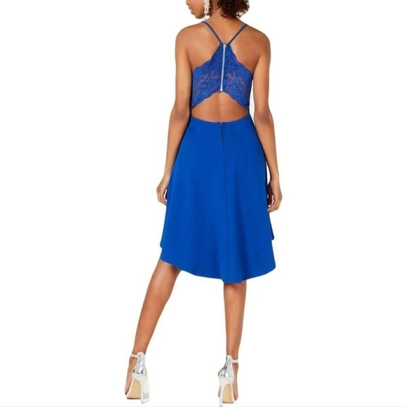 B. Darlin Royal Blue High Low Lace Back Cocktail Party Dress Size 7/8 - Picture 2 of 9